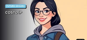 Ilustración plana y moderna de una joven universitaria sonriendo, con un fondo de gradiente suave azul. Representa la confianza y claridad al planificar el financiamiento de la educación superior en Chile.