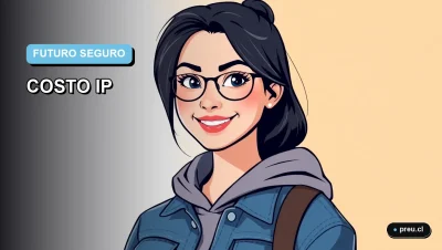 Ilustración plana y moderna de una joven universitaria sonriendo, con un fondo de gradiente suave azul. Representa la confianza y claridad al planificar el financiamiento de la educación superior en Chile.