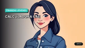 Ilustración plana y moderna de una estudiante universitaria sonriente, con estilo de dibujo vectorial, sobre un fondo de gradiente suave color teal. Representa a una joven empoderada y segura planificando su futuro financiero con herramientas digitales.