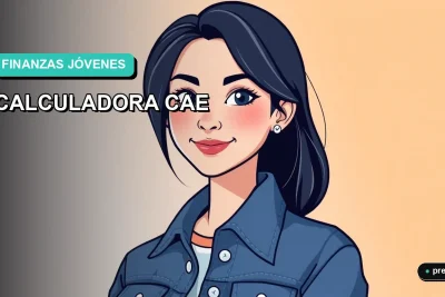 Ilustración plana y moderna de una estudiante universitaria sonriente, con estilo de dibujo vectorial, sobre un fondo de gradiente suave color teal. Representa a una joven empoderada y segura planificando su futuro financiero con herramientas digitales.