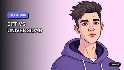 Ilustración plana y moderna de un estudiante joven, con expresión segura y ropa casual, posicionado en el borde derecho. El fondo es un gradiente suave de color lavanda, dejando un 60% del espacio vacío para un diseño minimalista y asimétrico. Representa la confianza al elegir tu camino de educación superior.