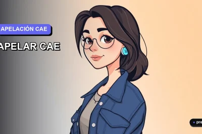 Ilustración plana y moderna de una estudiante universitaria con expresión decidida, sobre un fondo de gradiente suave. Guía paso a paso para apelar tu Crédito con Aval del Estado.