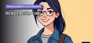 Ilustración plana y moderna de una joven universitaria sonriente, con un estilo fresco y contemporáneo, sobre un fondo de gradiente suave. Representa la confianza y claridad al gestionar la renovación de tu Crédito con Aval del Estado.
