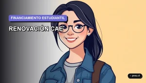 Ilustración plana y moderna de una joven universitaria sonriente, con un estilo fresco y contemporáneo, sobre un fondo de gradiente suave. Representa la confianza y claridad al gestionar la renovación de tu Crédito con Aval del Estado.
