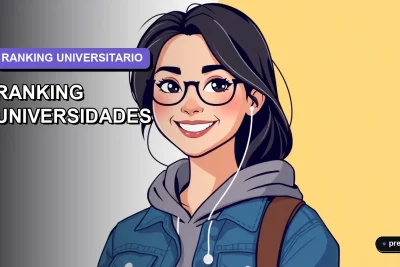 Ilustración plana y moderna de una joven universitaria feliz, con un fondo de gradiente suave. Representa la claridad y confianza que necesitas para entender cómo se arman los rankings de las mejores universidades en Chile.