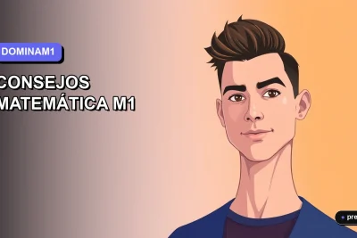 Ilustración plana y moderna de un estudiante universitario sonriendo y seguro, listo para dominar la base de Matemática M1 para la PAES. Fondo con gradiente suave y elementos gráficos de estudio. Estilo juvenil y motivador.