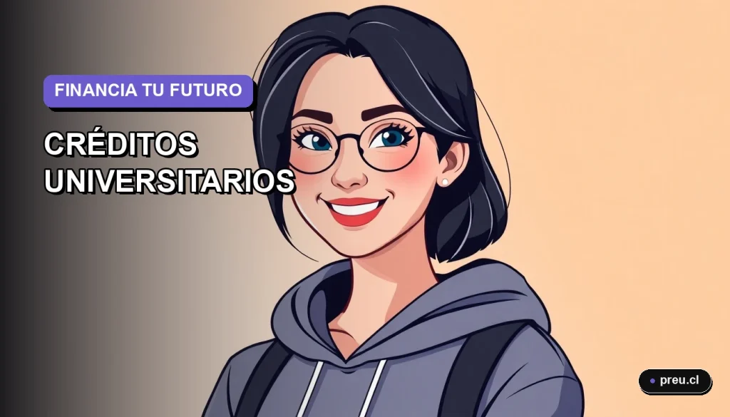 Ilustración plana y moderna de un estudiante universitario sonriente, con un fondo de gradiente suave en tonos lavanda. Representa la confianza y el apoyo para financiar tus estudios superiores en Chile.