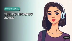 Ilustración plana y moderna de una estudiante universitaria feliz y segura, representando el futuro profesional de un abogado recién titulado en Chile. Imagen con estilo fresco y motivador para jóvenes.