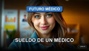 Joven estudiante universitaria sonriendo con confianza en un moderno campus, representando el futuro profesional y la empleabilidad en medicina en Chile.