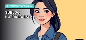 Ilustración plana y moderna de una estudiante universitaria sonriente, representando el futuro profesional en nutrición en Chile. Imagen optimista y motivadora para jóvenes que exploran carreras.