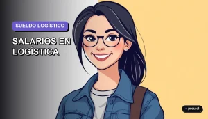 Ilustración plana y moderna de un estudiante universitario sonriendo, sobre un fondo de gradiente lavanda suave, representando una carrera en logística en Chile. Imagen minimalista y motivadora para jóvenes.