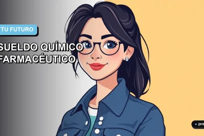 Ilustración plana y moderna de un estudiante universitario sonriente, representando el futuro profesional de un Químico Farmacéutico en Chile. Imagen con estilo fresco y motivador para jóvenes que eligen su carrera.