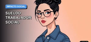 Ilustración plana y moderna de una estudiante universitaria sonriente, representando el futuro profesional en trabajo social en Chile. Imagen con fondo minimalista y colores vibrantes, creada para inspirar a jóvenes que buscan una carrera con propósito.