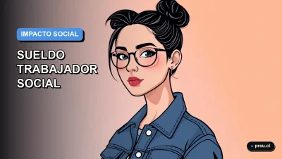 Ilustración plana y moderna de una estudiante universitaria sonriente, representando el futuro profesional en trabajo social en Chile. Imagen con fondo minimalista y colores vibrantes, creada para inspirar a jóvenes que buscan una carrera con propósito.