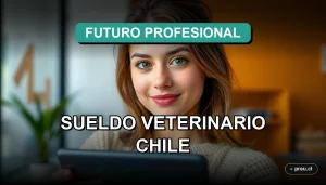 Joven estudiante universitaria sonriendo con confianza en un moderno campus, representando el futuro profesional y la empleabilidad de la carrera de veterinaria en Chile.
