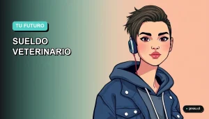 Ilustración plana y moderna de una joven estudiante universitaria sonriente, con un estilo fresco y motivador, pensada para inspirar a quienes exploran la carrera de Veterinaria en Chile.