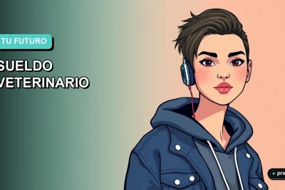 Ilustración plana y moderna de una joven estudiante universitaria sonriente, con un estilo fresco y motivador, pensada para inspirar a quienes exploran la carrera de Veterinaria en Chile.