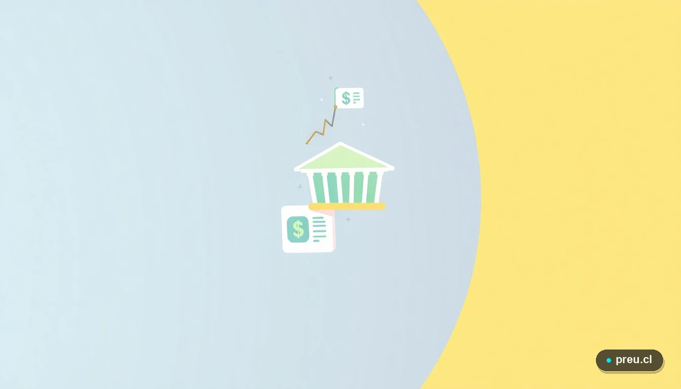 Infografía vectorial abstracta y colorida que representa conceptos de salarios, crecimiento y estabilidad laboral en el sector público, con iconos planos de gráficos, documentos y edificios institucionales.