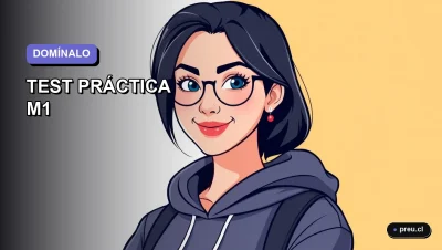 Ilustración plana y moderna de una estudiante universitaria sonriendo con confianza, lista para dominar su examen de práctica. Fondo con gradiente suave en tonos lavanda, estilo educativo juvenil y motivador.