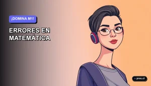 Ilustración plana y moderna de un estudiante universitario sonriendo, con un fondo de gradiente azul lila. Representa la confianza al superar errores comunes en matemáticas y subir el puntaje, en un estilo fresco y motivador para jóvenes.