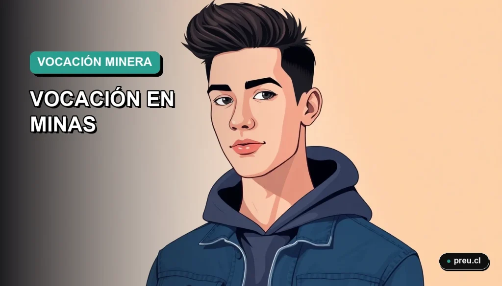 Joven estudiante universitario sonriendo con confianza, ilustrado en estilo plano y moderno, sobre un fondo de gradiente suave. Representa la seguridad y el futuro prometedor de la Ingeniería en Minas.