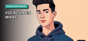 Joven estudiante universitario sonriendo con confianza, ilustrado en estilo plano y moderno, sobre un fondo de gradiente suave. Representa la seguridad y el futuro prometedor de la Ingeniería en Minas.