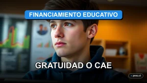 Un joven estudiante universitario en Chile reflexiona con confianza sobre su futuro académico, representando la importante decisión entre la Gratuidad y el Crédito con Aval del Estado (CAE). Imagen inspiradora y de alta calidad para jóvenes que planean su educación superior.