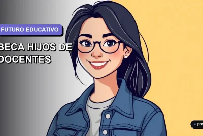 Ilustración plana y moderna de una estudiante universitaria feliz, con estilo de dibujo vectorial colorido, sobre un fondo degradado suave. Representa el acceso a la educación superior para hijos de profesionales de la educación.