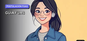 Ilustración plana y moderna de una joven estudiante universitaria sonriente, con un fondo de gradiente lila suave. Representa la confianza y el apoyo en el proceso de postulación a beneficios estudiantiles.