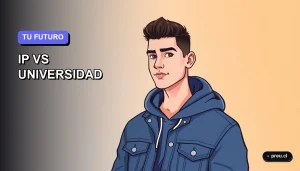 Ilustración plana y moderna de un joven universitario sonriente, con estilo de dibujo vectorial corporativo, sobre un fondo de gradiente suave. Representa la confianza de elegir tu camino educativo ideal.