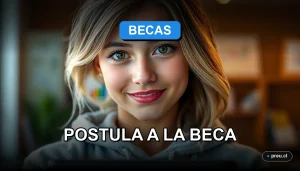 Joven estudiante sonriendo con confianza en un moderno campus universitario, representando el futuro y la oportunidad que ofrece la Beca Nuevo Milenio. Imagen inspiradora para postulantes.