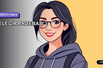 Ilustración plana y moderna de una joven universitaria sonriente y segura, con un estilo fresco y casual, sobre un fondo de gradiente suave. Representa la confianza para elegir las pruebas electivas de la PAES con inteligencia.