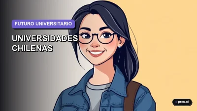 Ilustración plana y moderna de una estudiante universitaria feliz, con estilo corporativo Memphis, sobre un fondo de gradiente suave lavanda. Representa la confianza y el futuro educativo en Chile.