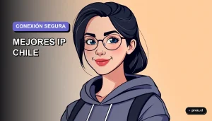 Ilustración plana y moderna de una estudiante universitaria sonriente, con un estilo de dibujo vectorial colorido, sobre un fondo degradado lila suave. Representa la confianza y claridad para elegir tu proveedor de internet en Chile.