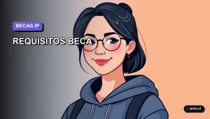 Ilustración plana y moderna de una joven universitaria sonriente, con un fondo de gradiente suave, representando el acceso a la información sobre la Beca Nuevo Milenio del Instituto Profesional. Guía paso a paso para postular con éxito.