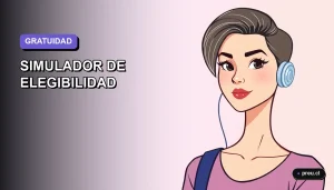 Ilustración plana y moderna de un estudiante universitario sonriente, junto a un escritorio con elementos académicos, sobre un fondo de gradiente suave. Representa la oportunidad de acceder a la educación superior gratuita en Chile.