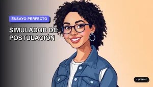 Joven universitaria sonriendo con confianza, ilustrada en un estilo plano y moderno, sobre un fondo de gradiente suave. Representa la seguridad que sientes al preparar tu ensayo con nuestra herramienta.