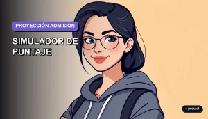 Ilustración plana y moderna de una estudiante universitaria sonriente, con un fondo vacío y gradiente lavanda, representando la confianza y claridad que brinda nuestro simulador de puntaje para la admisión.