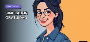 Ilustración plana y moderna de una estudiante universitaria sonriente junto a su escritorio, con un diseño asimétrico que representa la oportunidad de acceder a la educación superior gratuita en Chile.