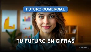 Joven estudiante sonriendo con confianza en un moderno campus universitario, representando el futuro brillante y las oportunidades de empleabilidad en el área comercial. Imagen inspiradora para estudiantes.