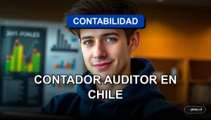 Joven estudiante sonriendo con confianza en un moderno campus universitario, representando el futuro profesional de la contabilidad y auditoría en Chile. Una carrera con alta empleabilidad y proyección.