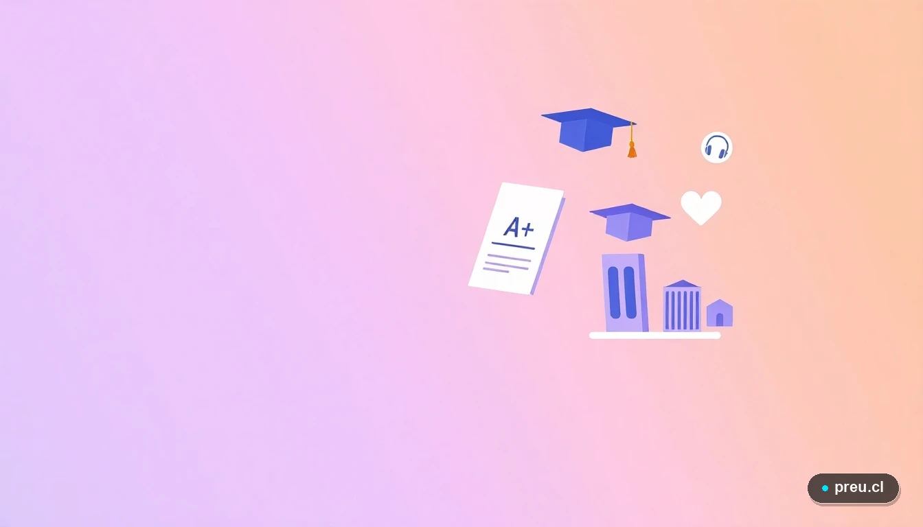 Elementos gráficos abstractos que simbolizan el éxito académico y profesional: un papel de examen con A+, un capelo de graduación y un gráfico de progreso. Representación visual del crecimiento y los logros en la carrera de Contador Auditor, con un estilo moderno y plano.