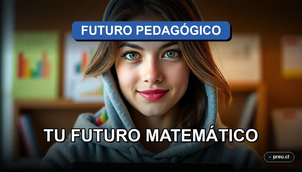 Joven estudiante de pedagogía en matemáticas sonriendo con confianza en un moderno campus universitario, representando el éxito profesional y la empleabilidad en Chile.