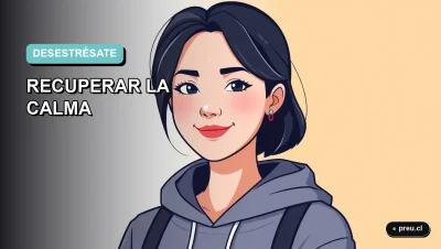 Ilustración plana y moderna de una estudiante joven sonriendo con alivio, representando la calma después de un examen importante. Fondo con gradiente suave en tonos teal y menta, diseño minimalista y asimétrico.