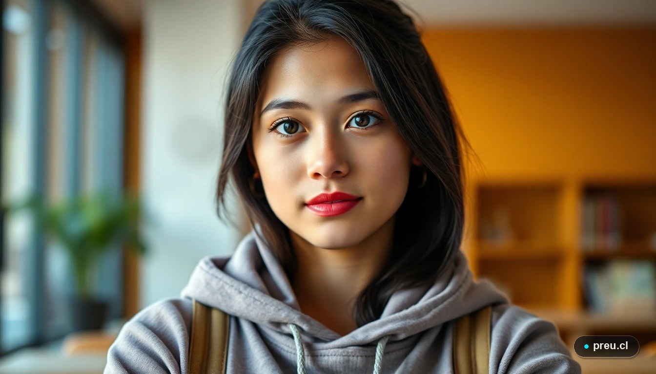 Joven estudiante reflexionando sobre su preparación para la PAES con calma y determinación.