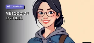 Ilustración plana de una estudiante universitaria joven y motivada, sonriendo con confianza. Ella representa el éxito en la PAES con un método de estudio organizado y efectivo. Fondo con gradiente suave de color lavanda.