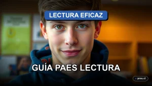 Estudiante sonriendo con confianza en una biblioteca universitaria moderna, representando el éxito en la preparación de la PAES de Competencia Lectora. Imagen inspiradora y de alta calidad para jóvenes.