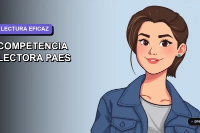 Ilustración plana y moderna de una estudiante universitaria sonriente, representando confianza para dominar la Competencia Lectora de la PAES. Guía paso a paso con estilo fresco y motivador para jóvenes.