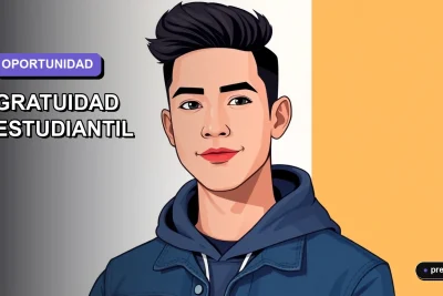 Ilustración plana y moderna de un estudiante universitario sonriendo, representando la oportunidad que brinda la gratuidad en la educación superior. Fondo con gradiente suave, estilo juvenil y motivador.