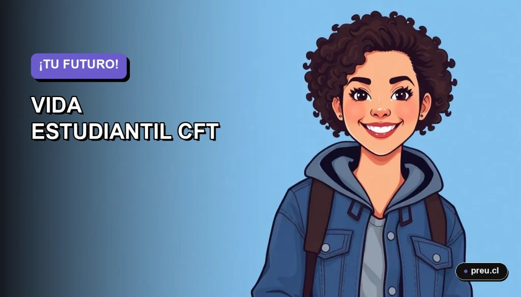 Ilustración plana y moderna de una joven estudiante sonriente, representando la experiencia única y práctica de estudiar en un Centro de Formación Técnica. Todo el enfoque está en ella, con un fondo de gradiente suave y vacío a la izquierda, transmitiendo un ambiente de oportunidades y aprendizaje enfocado.